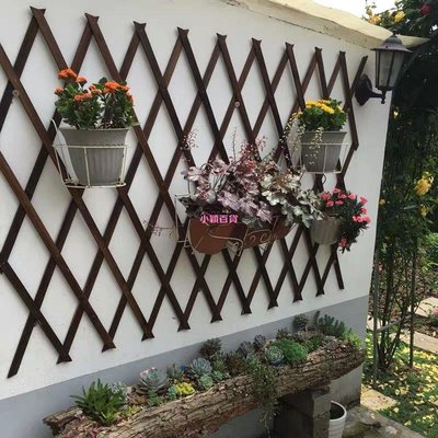 戶外伸縮碳化木柵欄圍欄庭院花園籬笆爬藤架墻面裝飾實-小穎百貨