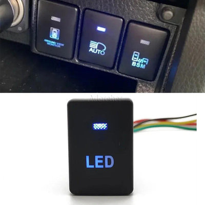 CAMRY 藍色汽車 LED DRL 電源開關後視鏡加熱按鈕前後霧燈開關適用於豐田凱美瑞普銳斯卡羅拉普拉多