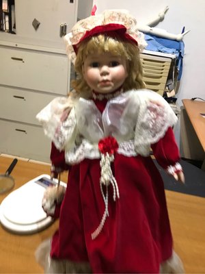 陶瓷娃娃 展示娃 二手珍品 高56cm 左臉部小許割傷