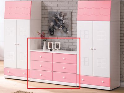 8號店鋪 森寶藝品傢俱f-22品味生活臥室系列063-4 童話粉紅雙色六斗櫃 (186)