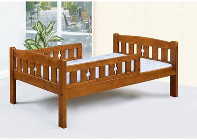 【生活家傢俱】SN-325-(2+3)：淺胡桃3.5尺雙護欄單人床【台中家具】床架 加高床台 實木床 兒童床 台灣製造