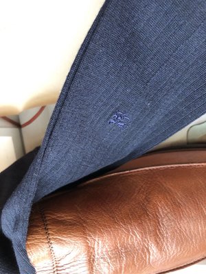 日本製Burberry 經典正裝格深藍色系/男性紳士襪