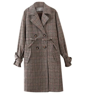 【An Ju Shop】韓國範 高腰羊毛呢大衣披風式寬鬆繫帶毛呢氣質顯瘦外套~OL2480080