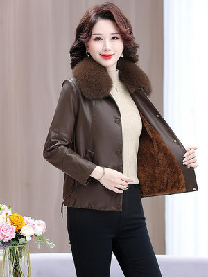 秋冬女士pu皮衣外套寬松小個子韓版中年媽媽裝新款爆款夾克短