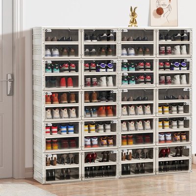 折疊鞋柜家用免安裝鞋架透明折疊鞋盒現代簡約大容量網紅鞋子收納