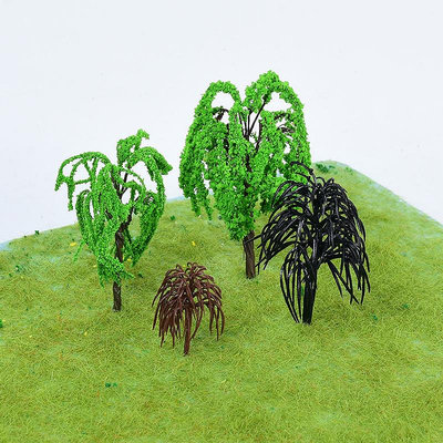 沙盤DIY模型材料鐵絲柳樹成品樹樹干 室內外配景模型樹塑膠柳樹~菜菜小商鋪