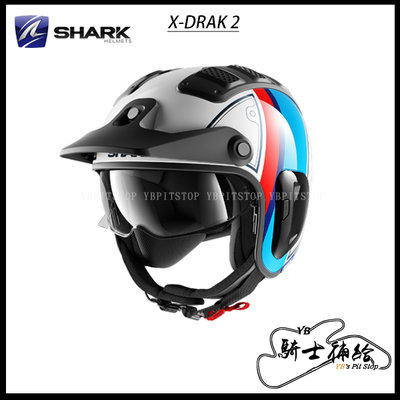 ⚠YB騎士補給⚠ SHARK X-DRAK 2 Terrence 白藍紅 WBR 鯊魚 3/4 安全帽 復古 帽簷可拆