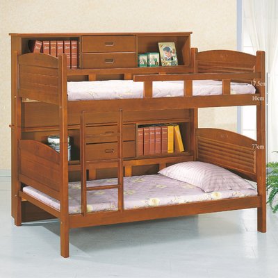 【在地人傢俱】24 輕鬆購-班奇柚木色3.7尺雙層床/上下舖雙人床架~全組.含床邊櫃 GD114-4