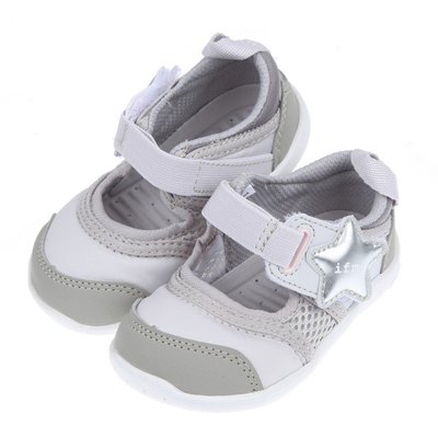 童鞋(12.5~15公分)日本IFME銀灰星星和風兒童機能寶寶水涼鞋P2B201J