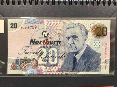 全新北愛爾蘭早期紙鈔 2006年 NORTHERN IRELAND-.20 pounds  所見即所得