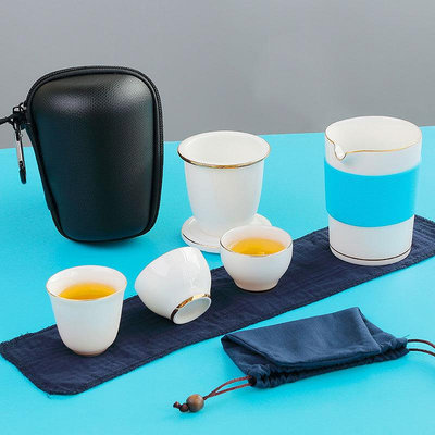 茶具便携羊脂玉旅行一壶三杯快客杯茶具陶瓷套装户外办公