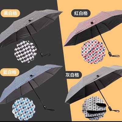 日本設計新系列-超輕扁身自動傘系列-千鳥晴雨兼用*抗UV*折疊傘