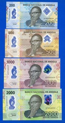 [珍藏世界]安哥拉2020年200~2000元塑膠鈔Pnew全新品相