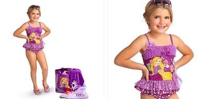 【安琪拉 美國童裝】Disney Store 美國迪士尼長髮公主兩截式泳裝泳衣, 另有迪士尼公主浴袍