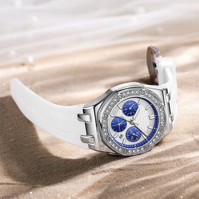 女士手錶新款硅膠表帶時尚商務多功能手表女士腕表