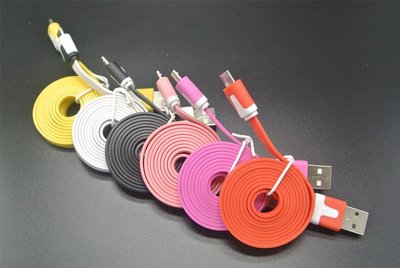 批發多款顏色 USB轉micro數據線 彩色手機麵條線 1m A5.0308