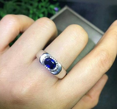 【藍寶石戒指】天然斯里蘭卡藍寶石戒指 男戒 皇家藍 經典風格 大氣耀眼