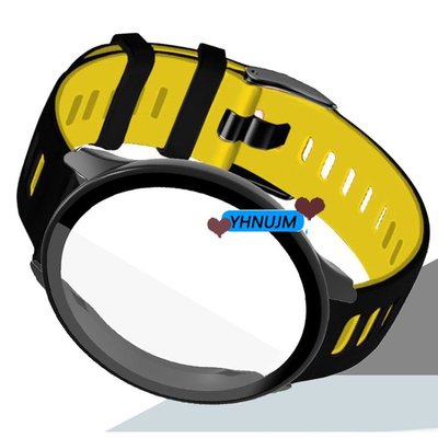 Garmin VivoMove Sport GPS 智能手錶健身錶帶矽膠錶帶 + 錶殼 Pc 保護膜錶殼 鋼化保護殼