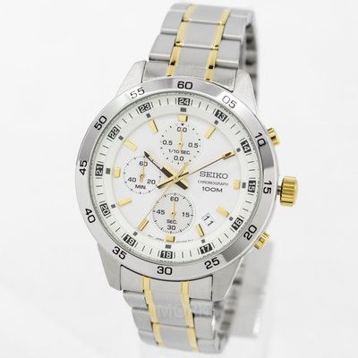 現貨 可自取 SEIKO SKS643P1 精工錶 44mm 三眼計時 白面盤 鋼錶帶 男錶女錶
