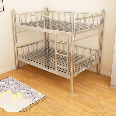 304加厚不銹鋼雙層床高低上下鋪鐵床宿舍員工雙人1.5米大人高架床