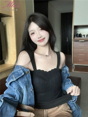 性感加绒蕾丝背心女内搭秋季2023新款纯欲风保暖修身显瘦美背上衣-Miss木木女裝