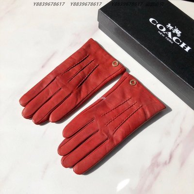美國代購COACH 寇馳 豐富層次感 隱形墊片 紅色時尚保暖羊毛手套