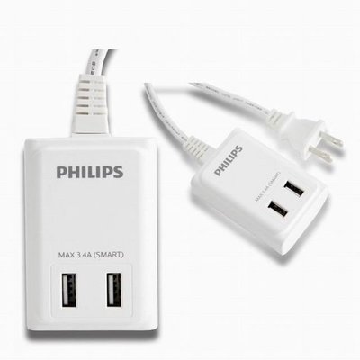 PHILIPS SPB1402WA USB智慧快充電源線1.8M (6尺) 白色