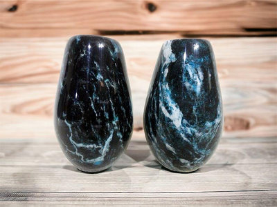 天然礦石 花東七彩玉花瓶聚寶盆系列~ 藍晶花瓶對組