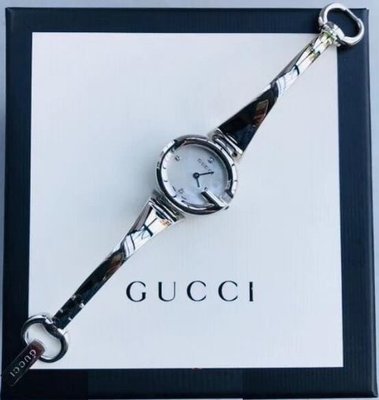 GUCCI Guccissima 時尚真鑽手鐲腕錶 (石英 女錶)