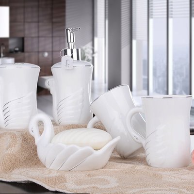 HOUSING簡約歐式陶瓷洗漱衛浴用品五件套漱口杯套裝結婚禮物套件