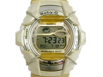 [專業模型] 電子錶 [CASIO BGT-1001] 卡西歐Baby-G 珍珠白電子錶-[金色面+液晶]計設/時尚
