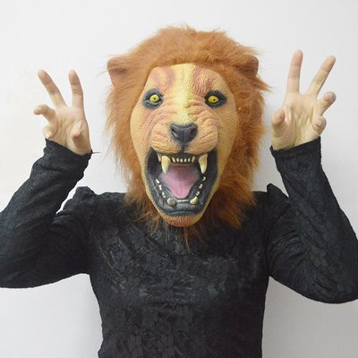 獅子面具動物頭套化妝舞會派對道具搞笑面罩恐怖動物面具表演用品