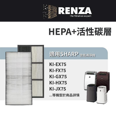 適用Sharp夏普 KI-EX75 KI-FX75 KI-GX75 HX75 JX75 HEPA活性碳濾網 濾網