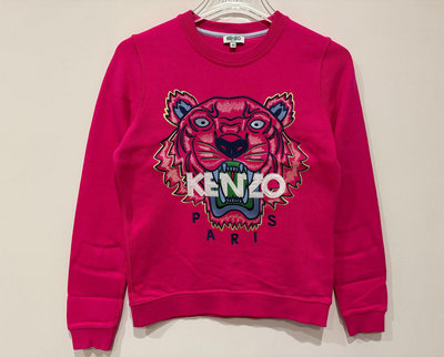Kenzo 桃紅色刺繡虎頭衛衣～XS號