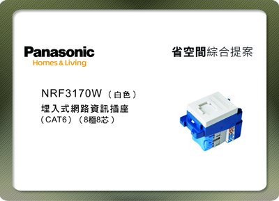 《居家好幫手》Panasonic國際牌 省空間系列 NRF3170W 埋入式網路資訊插座 CAT6