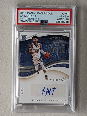 2019 Immaculate Collection Initiation Ink  Ja Morant PSA9