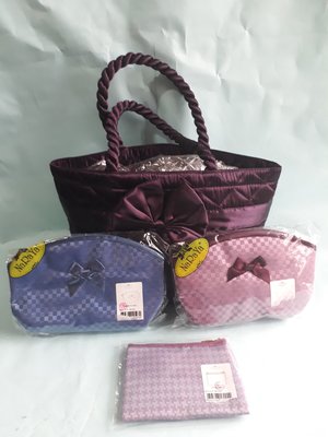 紫庭雜貨**全新 泰國 NaRaYa 曼谷包化妝包小提包格子粉色 藍色 實用大方 每個160元