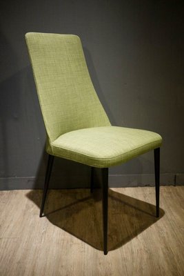 HODERN - 北歐風黑鐵+亞麻編織布面高背餐椅
