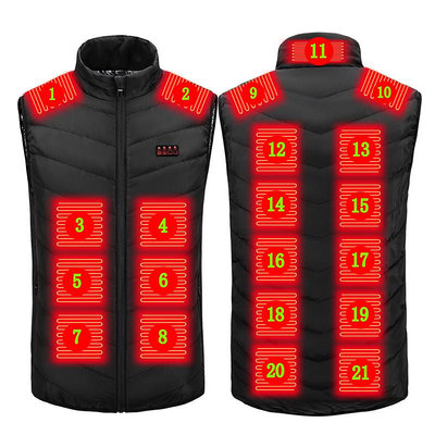 2023工廠直銷智能電熱背心發熱馬甲男雙控保暖USB發熱服加熱馬夾外套