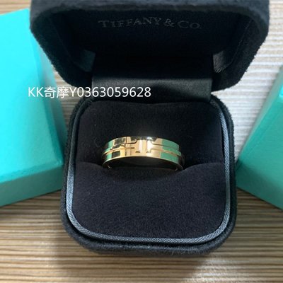 KK二手真品 Tiffany&amp;Co 蒂芙尼 Tiffany T 系列 18K黃金寬式戒指 GRP09008