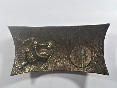 [銀九藝] 早期 銅器銅雕 歐美 長形銅盤 賞盤