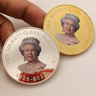 特價！英國女王伊麗莎白二世鍍金彩繪紀念幣 裝飾禮物金幣硬幣紀念章