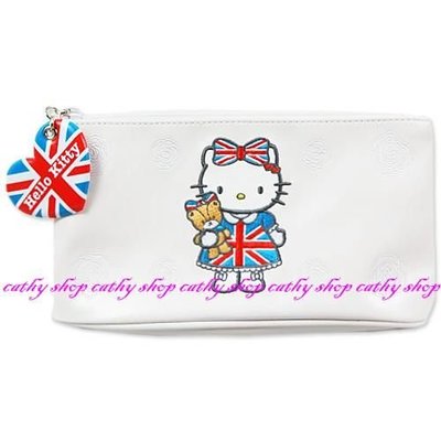 *凱西小舖*日本進口三麗歐正版KITTY凱蒂貓英國英倫風系列收納包/筆袋