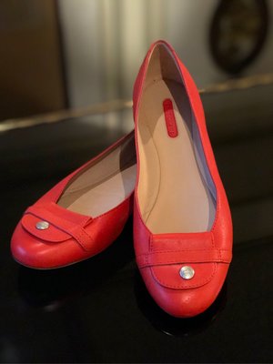 Longchamp 全新正品 橘色銀釦 芭蕾平底鞋 39 (含郵) 大降價！