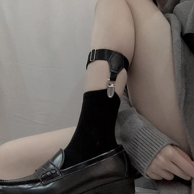 襪夾腿環jk襪子綁帶大腿綁腿環腿鏈女腿帶吊襪帶大腿環小腿襪暗黑