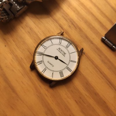 特殊 按壓式龍頭 按壓調時 瑞士 Montine of Switzerland 石英錶  白面羅馬字 文錶  非機械錶 swiss watch
