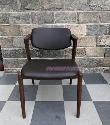 【N D Furniture】台南在地家具-經濟型工業風木紋鐵管PU皮革深啡色餐椅/zchair椅/宮崎椅MC