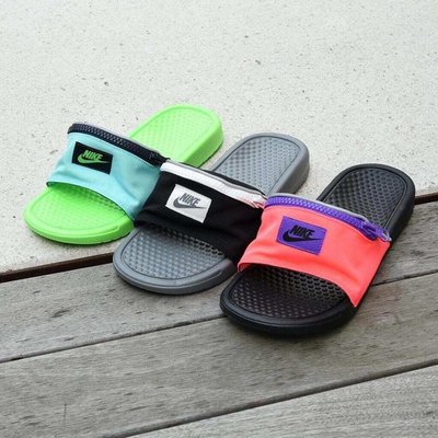 Nike Benassi JDI Fanny Pack Slides 黑白深灰”AO1037-100 拖鞋系列