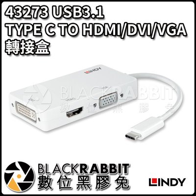 數位黑膠兔【 林帝 43273 USB3.1 TYPE C TO HDMI DVI VGA 轉接盒 】 隨插即用 螢幕