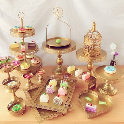 熱銷 蕾絲三層蛋糕擺臺架子甜品臺盤子裝飾擺件展示架生日婚禮點心托盤